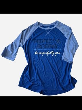 Athletic Works Royal Blue and Heather Gray Raglan Tee